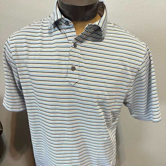 FootJoy Mens Medium Edgewood Country Club Mens Striped Short Sleeve Polo - Picture 1 of 8